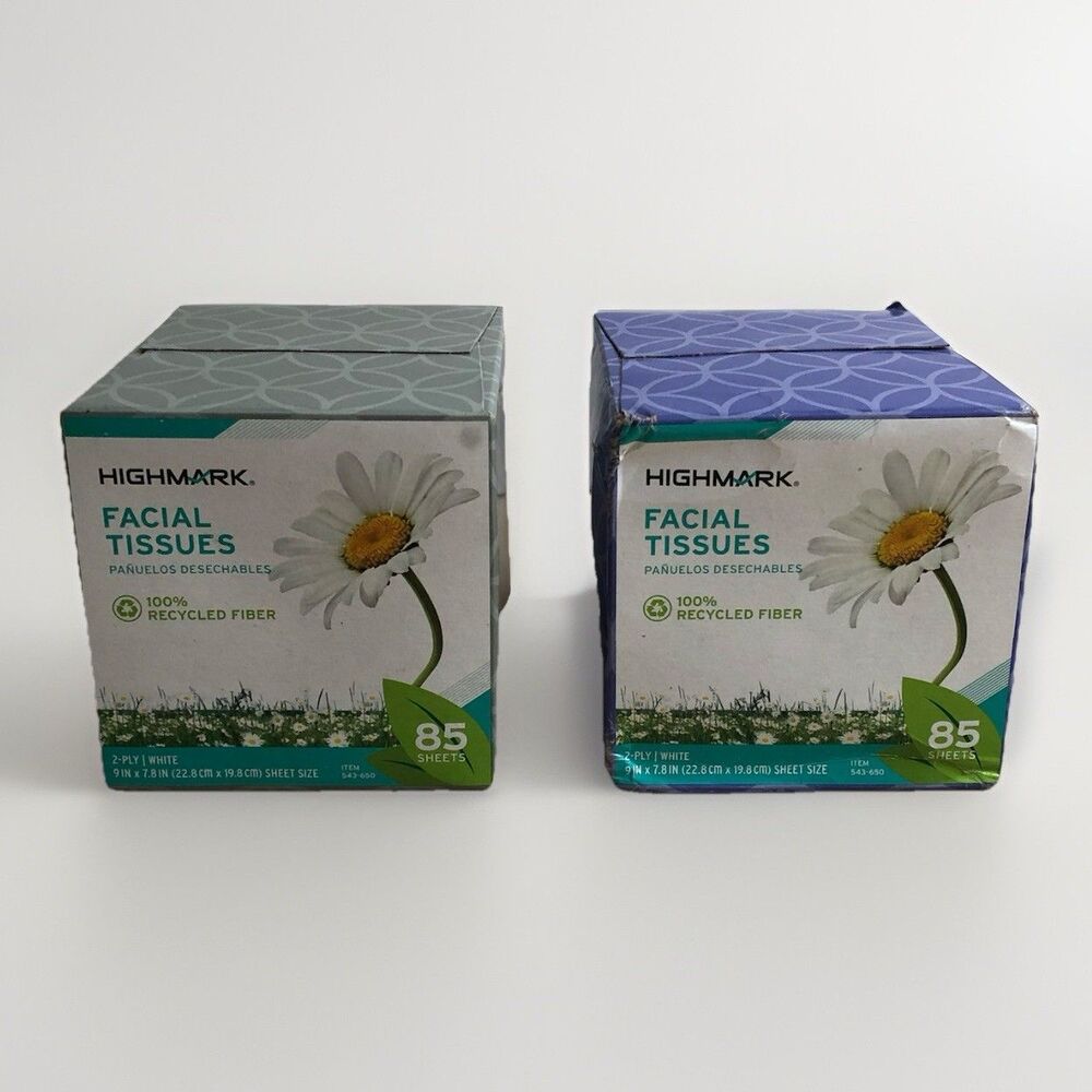 Highmark® ECO 2-Ply Facial Tissue 2pc, 100% Recycled, White, 85 Tissues Per Box